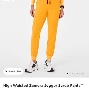Figs High Waisted Zamora Jogger Scrub Pants - Emergency Yellow